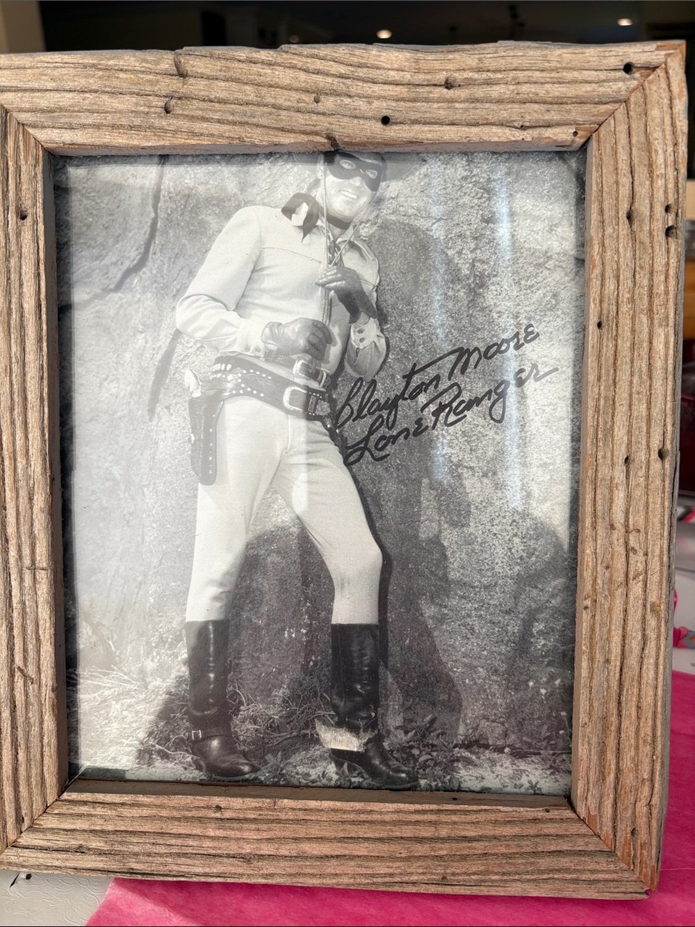 Lone Ranger Rustic Framed Black and White Signed Western Photo